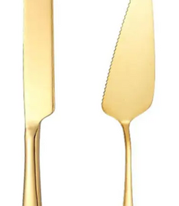 Gold Cake Knife and Lifter Set