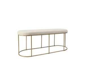 Beige Oval Long Ottoman