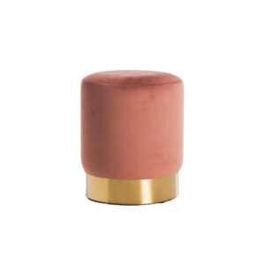 Blush Single Round Ottoman | Velvet
