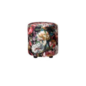 Dark Floral Round Ottoman