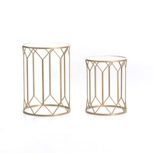 Gold Hexagon Side Table Set