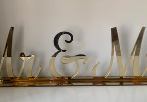 Gold Mirror Mr & Mrs Table Sign