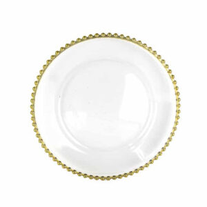 Glass Bobble Underplate - Gold Trim